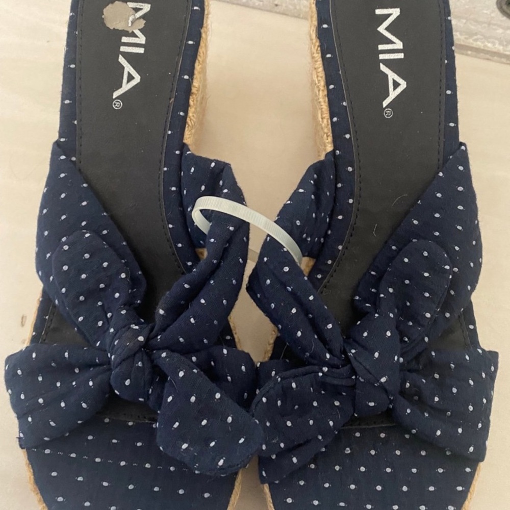 MIA Navy Espadrille Sandals with Polka Dots